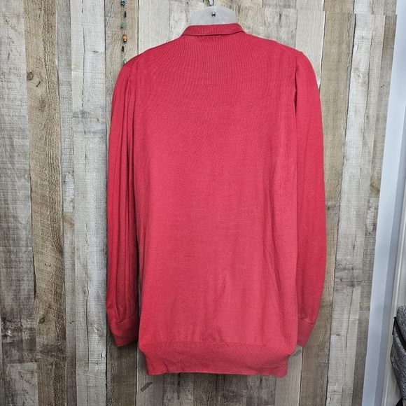 Father Sons Half-Zip Red Sweater Collared Pullover Long Sleeve Knit Size Medium - Picture 6 of 12